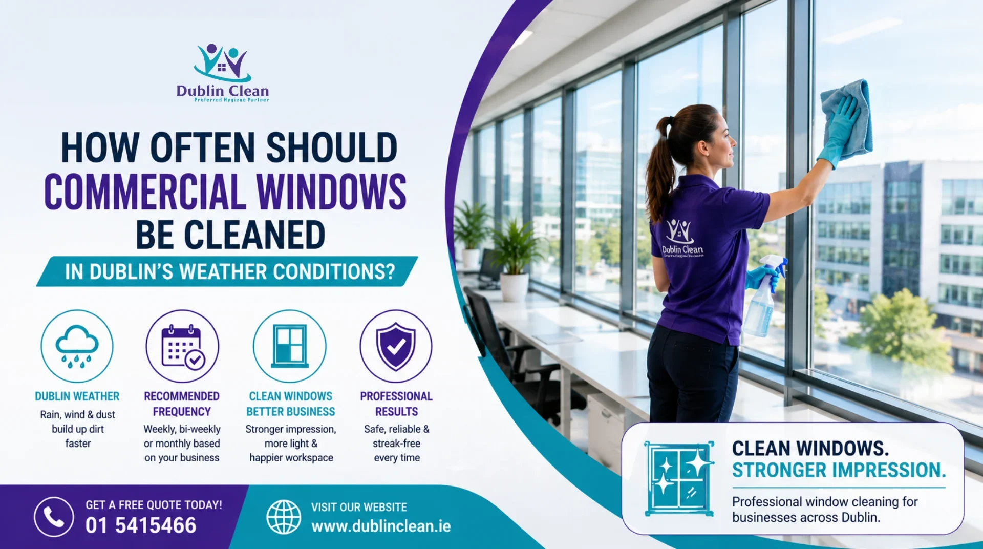 how often should commercial windows be cleaned in dublin’s weather conditions
